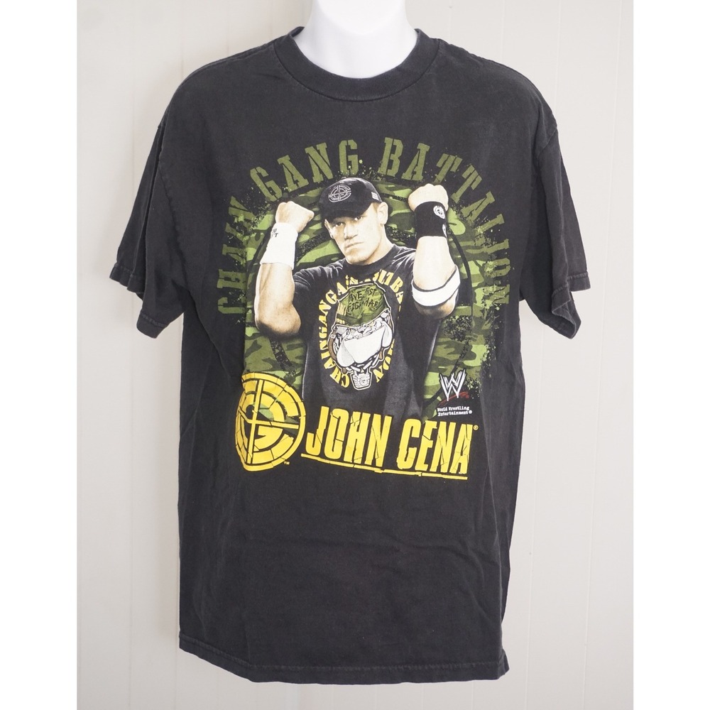 WWE Medium John Cena Chain Gang Battalion Black T-Shirt Vintage 2007